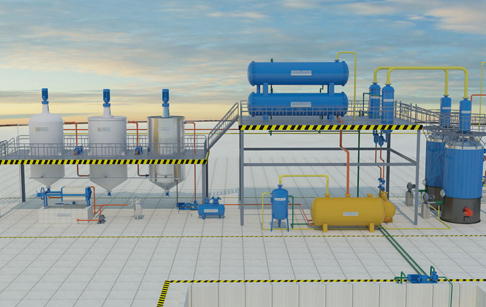 Tyre pyrolysis oil to diesel distillation plant