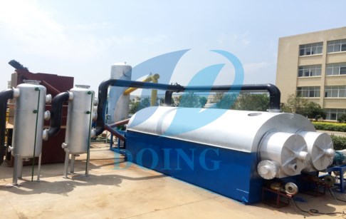 Continuous process tire pyrolysis plant