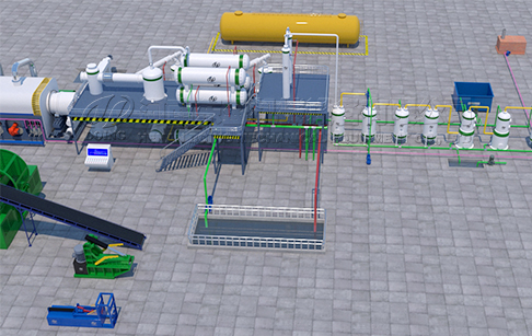 Fully automatic waste tyre pyrolysis plant