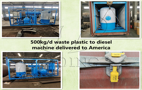 2 Sets 500KG/D Small Waste plastic to diesel oil recycling machine delivered to America from DOING Factory