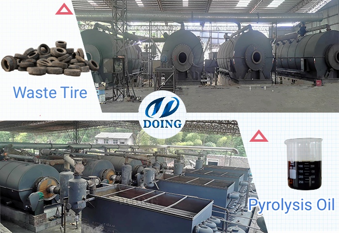 Semi-continuous waste tyre pyrolysis machines operation picture