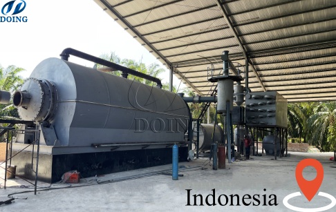 DOING 15 TPD semi-continuous tire pyrolysis equipment installed in Indonesia
