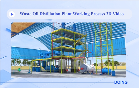 DOING latest design waste oil to diesel distillation production line 3D video
