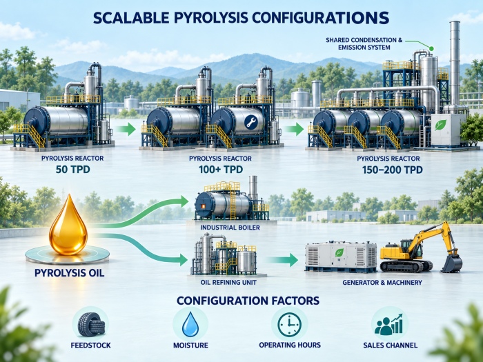 pyrolysis plant configuration factors