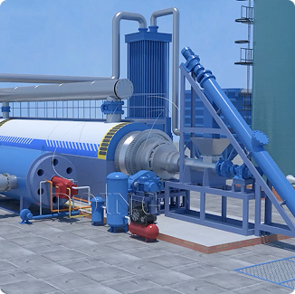 Fully continuous pyrolysis plant
