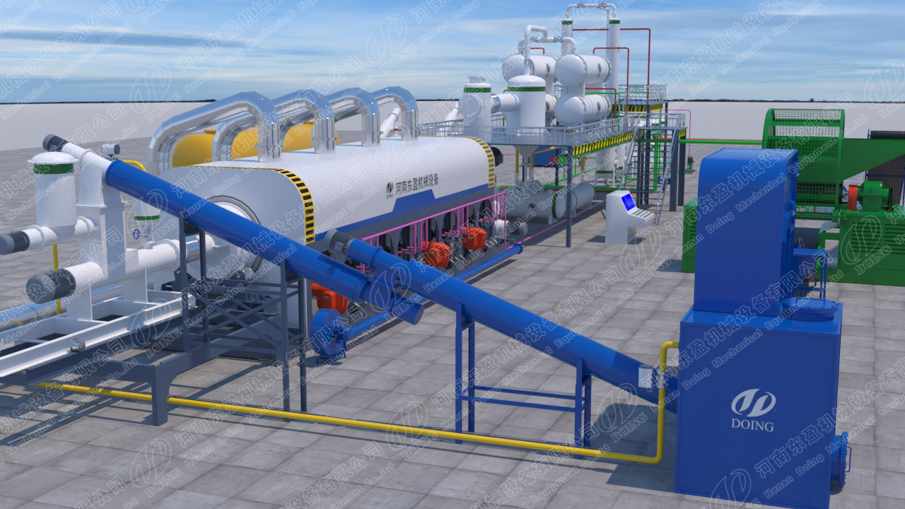 continuous waste tire pyrolysis plant