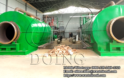 Two sets 12T/D waste tire to oil recycling machine installed in Sichuan, China