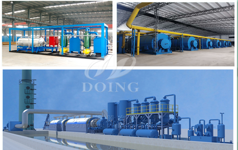 How many types of waste tire pyrolysis plant does DOING Company have for sale?