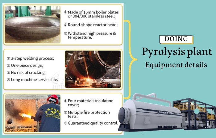 Unique designs of DOING brand pyrolysis plant reactor