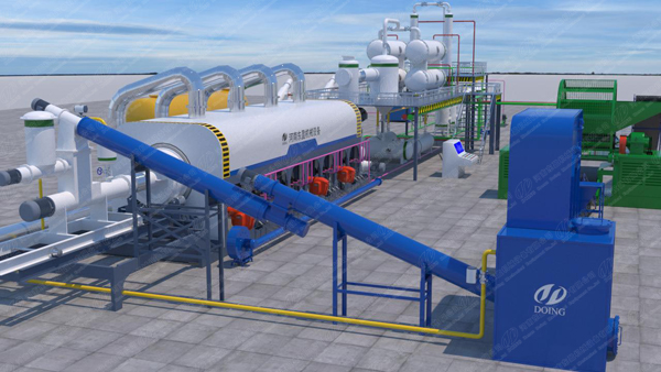 How does the continuous waste tyre pyrolysis plant work?