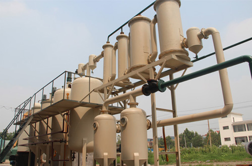 Waste oil distillation plant running 